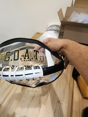 The G.O.A.T. Clear Football Tote Bag - Black & White
